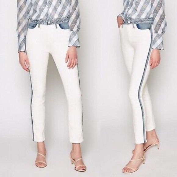 Joie Denim - Joie Gracelyn Two-Tone Women's White Jeans with Blue Accents